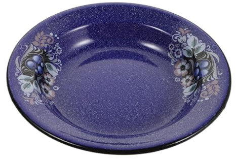 Zerodeko Assiette de Service Émail Vintage Plat à Salade Soupe Profond Motif pour Repas Famille