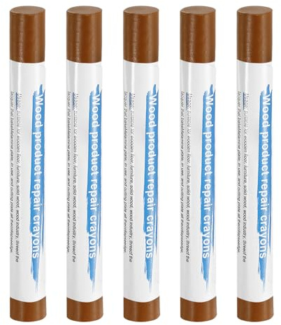 QUARKZMAN 5pcs Bâtons De Remplissage Pour Bois Crayons De Cire Pour Réparation De Meubles Pour Rayures Et Trous Light Walnut