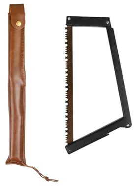 Aumotop Scie à Archet Pliante Légère en Acier à Haute Teneur en Manganèse pour Couper Efficacement les Arbres, Scie de Camping Portable pour les Aventures Plein Air, 1 Lame Incluse (Noir)