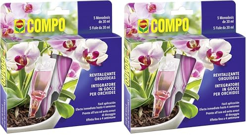 COMPO Nutrimento en gotas para orquídeas, con sales minerales, 5 ampollas monodosis de 30 ml (150 ml) (Paquete de 2)