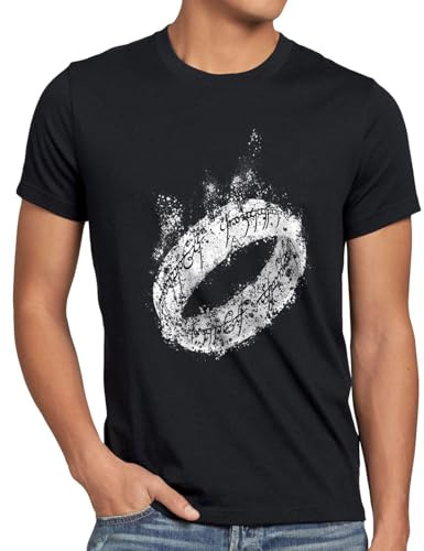 style3 Der Eine Ring Herren T-Shirt Fantasy, Größe:M, Farbe:Schwarz