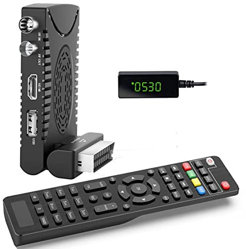 Decoder DVB-T2 HD 1080P Ricevitore Digitale Terrestre HDMI H265 HEVC Main 10 Bit Riceve Tutti I Canali Gratuiti, Mini Scart Supporto USB con Telecomando Universale 2in1 con sensore IR con DISPLAY LED