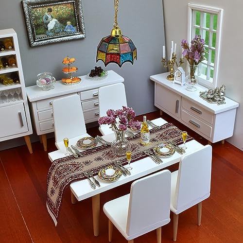 iLAND accessori per casa delle bambole in scala 1:12, Servizio da tè, Stoviglie e Mini cibo (Elegant)