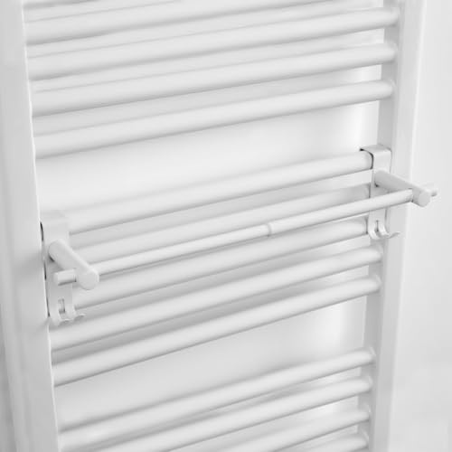 EMKE Porte Serviette pour radiateur et sèche-Serviettes, 2 pièces, Blanc | Porte-serviettes rétractable,multifonctionnel porte serviette mural salle de bain