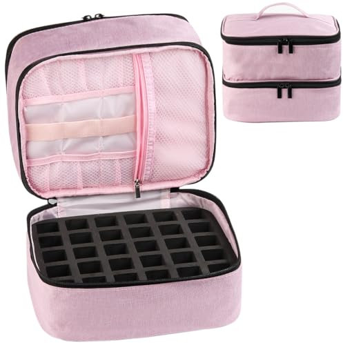 Fcozpjk Nail Polish Organizer, Carrying Case Holds 30 Bottles (15ml - 0.5 fl.oz) and Nail Lamp Dryer, Professional Storage Organizer Holder, Manicure Kit Storage Bag