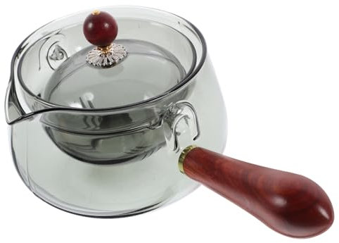 Mikinona Tetera de Vidrio con Infusor Giratorio Grados Tetera de Diseño con Asa Lateral para Preparar Casa o Oficina