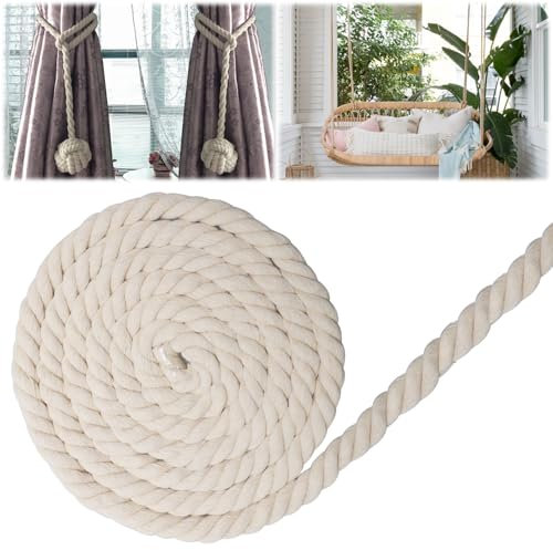 Baumwollkordel 20MM x 4M Makramee-Garnseil, Makramee Garn Dick, Dicke Kordel zum Basteln, Beige Dickes Seil 20mm Flechtkordel Baumwollseil für DIY-Bastelarbeiten Geschenke