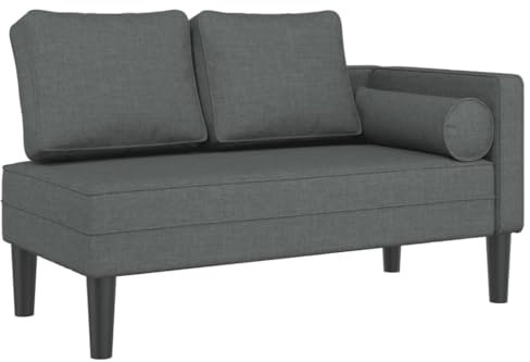 vidaXL Chaiselongue, Indoor Lounge Sofa mit Kissen, Gepolsterte Recamiere für Wohnzimmer Schlafzimmer Büro, Relaxliege Couch, Dunkelgrau Stoff