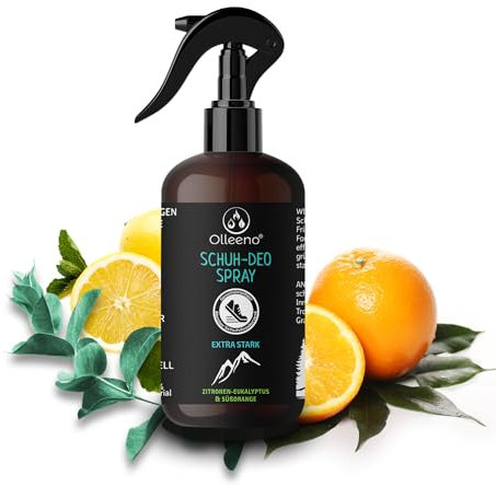 OLLEENO® Schuhdeo Spray gegen Gerüch (250 ML) – Natürliches Schuhspray mit extra starker Wirkung Lang anhaltende Frische mit Zitronen-Eukalyptus & Süßorange