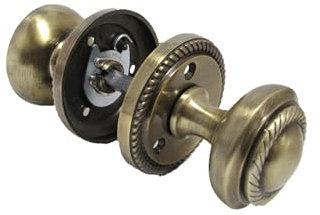 Epsom Door Handle Antique Round Door Knob Set Including Tubular Latch - Georgian Style Sprung Internal and External Door Knobs for Mortice Locks and Tubular Latches 1 Pair