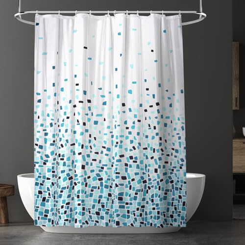 URAQT Tende Doccia Anti-Muffa in Poliestere, Tenda Doccia Lavabile con Anelli, Tenda Vasca da Bagno 180cm x 200cm, Impermeabile e Facile da Pulire(Gocce Nere)