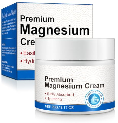 Magnesium Cream, Moisturising Body Lotion with Almond Oil, Lavender and Vitamin E, Fast-Absorbing Formula for Daily Skin Care， 90G