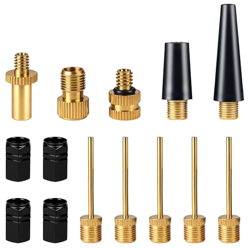 Psyqtsuary 14 Pcs Bike Pump Needle Replacement Needle Nozzle Adapter Tire Pumps Adapters Brass Exercise Ball Pump Adapter Balloon Inflatable Toys Nozzle for Inflatables, Sport Balls, Bicycles, Bike