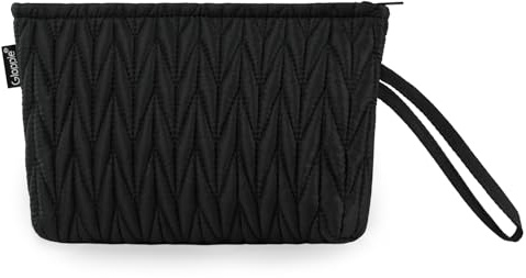 Gloppie Beauty Case da Viaggio Donna, Piccolo Trousse Trucchi Impermeabile Pochette Mare per Ragazze, Borsa per Cosmetici Necessaire da Spiaggia Palestra, Nero