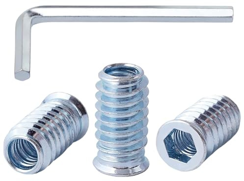 QANCEN 20 Pièces Insert Fileté Bois M8x17mm, Douille Filetée Visser Écrous à Bois Manchons a Visse Vis Tête, Inserts D'écrou pour Meubles