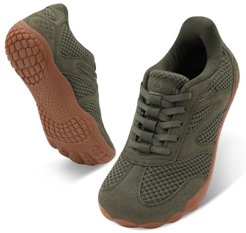 relxfeet Men's Barefoot Trail Running Shoes Minimalist Zero Drop Wide Toe Box Non-Slip Slip-On Sneakers for Hiking, Camping & Outdoor Adventures (Green, 45)