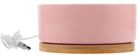 CATIEBYE Cuenco Calefaccionado Diseño Moderno con Agua Tibia Constante de Cerámica y Madera para Gatos y Patos Adecuado para Uso Interior en Climas Fríos