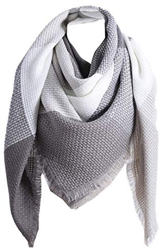 Jacyren Bufanda XXL para mujer, cálida, suave, de punto, a cuadros, para invierno, otoño, lana, para el cuello, poncho 10 A XXL