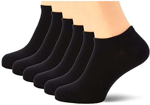 Nur Die 6er Pack Sneaker Socken aus weicher & atmungsaktiver Baumwolle Kurzzsocken Damen, schwarz, 39-42