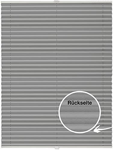 ondeco Plissee nach Maß Thermo für Fenster innen Montage in Glasleiste mit Spannschuh Sonnenschutz-Rollo Lichtschutz Blickdicht leichte Verdunkelung Hellgrau B: 91-100 cm, H: 151-200 cm