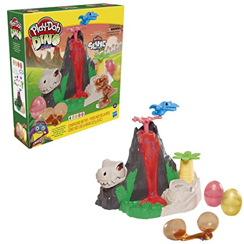 Play-Doh F1500 Slime Dino Crew Die Dino-Insel Vulkan-Spielset mit HydroGlitz Eiern und Überraschungen, Dino-Spielzeug für Kinder ab 4 Jahren