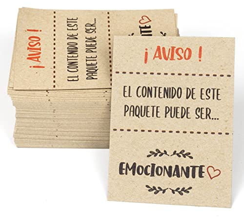 100 Originales Tarjetas agradecimiento de compra y regalos, contenido emocionante en Español, 10x7 cm, para sorprender en el pedido de tiendas online y comercios, Cartulina 100% reciclada
