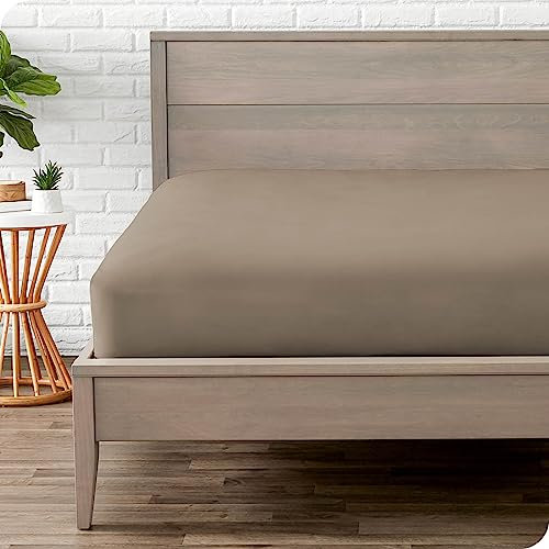 Bare Home - Spannbettlaken 90 x 200 cm - Doppelt gebürstete Polyester-Mikrofaser - 30 cm Tiefe Tasche - Oeko-TEX Standard 100, 90 x 200, Taupe