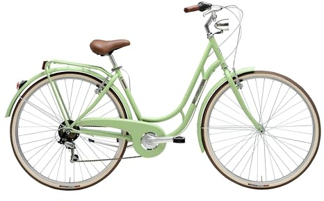Cicli Adriatica Bazam - Stadscykel för Dam 28 Danish Lady Vintage, 6-växlad, Stålram, Storlek 48, Ljusgrön Matt