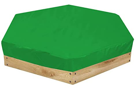 Cubierta para arenero, Cubierta impermeable para arenero hexagonal con cordón, Cubierta protectora para piscina anti UV a prueba de polvo para exteriores (140x120x20cm) (Verde)