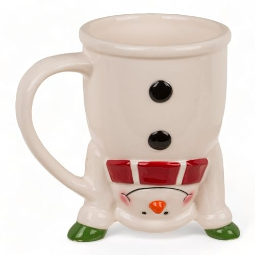 MIK funshopping Tasse de Noël | Tasse en céramique de haute qualité avec design de Noël | Idéale pour boissons chaudes et froides | Bonhomme de neige à l'envers 300ml