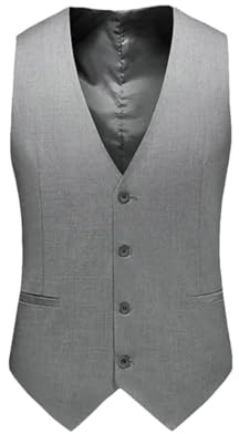 Kiioouu Chaleco de traje casual de negocios para hombre, chaleco de boda para banquete de caballero, gris, XXL