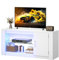 YITAHOME TV Schrank, TV Lowboard LED Weiß - Fernsehschrank Fernsehtisch mit RGB-LED-Leuchten Lowboard und Glasregal Fächern für 43 Zoll & kleinere TVs,für Wohnzimmer Schlafzimmer, B106 x H50 x T35 cm