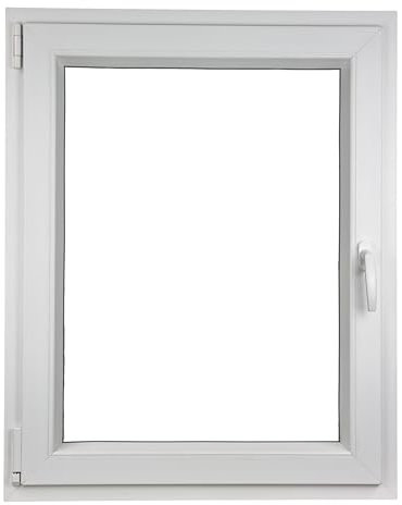 ALUCON Fenster 400x800 mm – Kunststofffenster 40x80 cm – Flügelfenster Innen Weiß/Außen Weiß – DIN Links