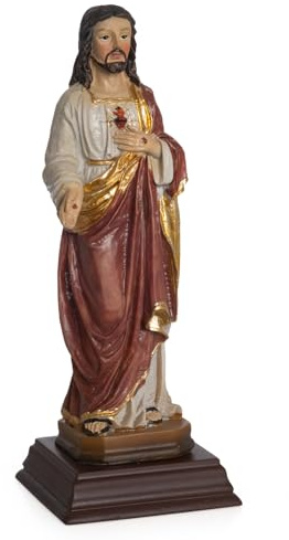 Moritz Jesus Kristus figur 13,5 cm – handmålad hellig staty med heligt hjärta – kristna dekoration av konstharts för altare och bönerum