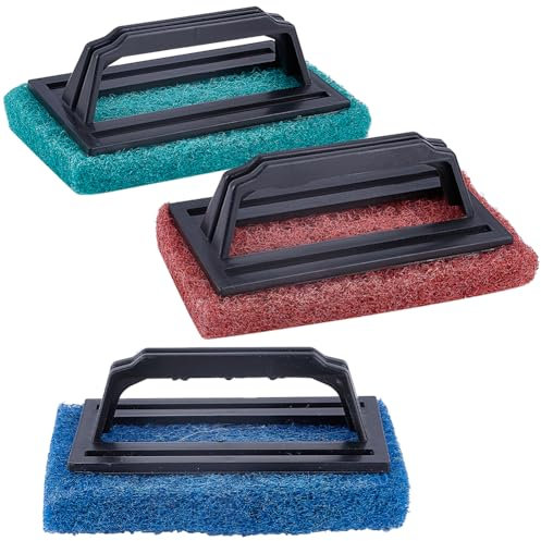 CREATCABIN 3 pieza de Estropajo para Limpiar, Estropajo para Manipulador, Estropajo Reutilizable, Esponja de Limpieza Resistente, Cepillo para Fregar para Parrilla, Baño, Bañera, Parrillas de Carbón A