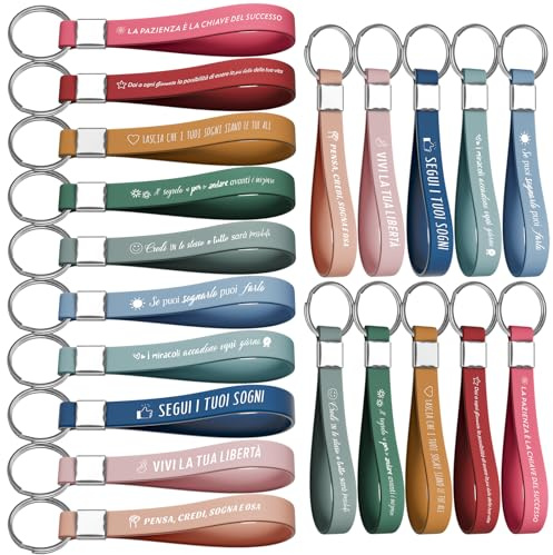 Portachiavi motivazionale con testo in lingua italiana, regalo di ringraziamento, portachiavi in silicone per incoraggiare dipendenti, colleghi, adolescenti, insegnanti, colorato (40, Multicolore)