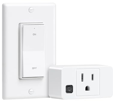 TREEWELL Remote Control Outlet, Decorator Rocker Wall Switch, 200FT Long Range Wireless Light Switch, Mini Remote Outlet Plug, 15A/1875W High-Power for Lamps, Lights, Household Appliances, ETL Listed