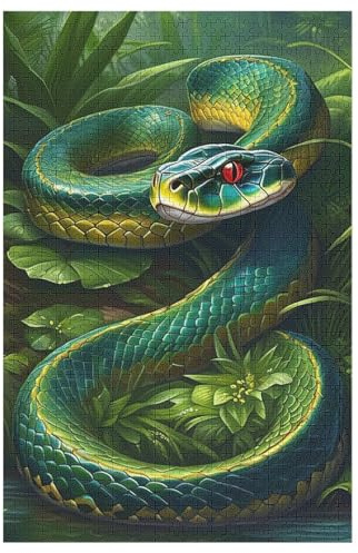 Puzzles 1000 Pièces Adultes, Puzzle De Jeu, Serpent Planche De Bois, Excellent Cadeau pour Enfants 78×53cm