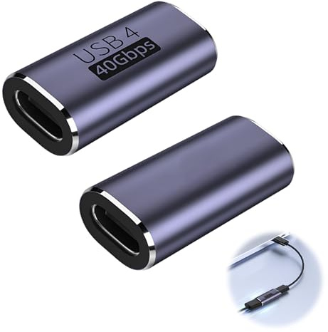 2 st USB C-hona till hona, USB C 4.0-koppling, 40 Gbps, 100 W, USB C-kontakt för PC, bärbar dator, surfplatta, telefon, snabb dataöverföring och snabbladdning, 8K, OTG