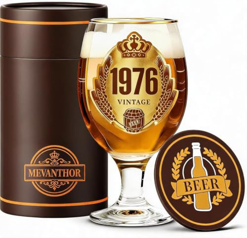 Regalo 50 Anni Uomo,Personalizzato Bicchiere Birra 1976 Compleanno,400ml