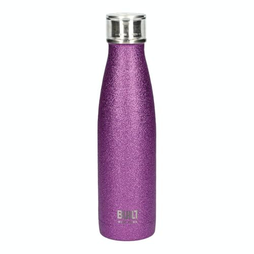 Built Perfect Seal Leakproof Insulated Water Bottle/Thermal Flask, Stainless Steel, 480 ml, Purple Glitter