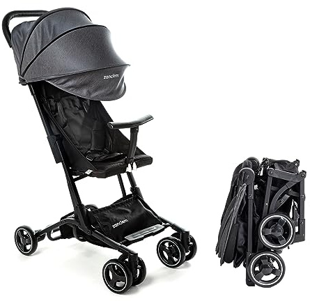 ZANCLEM Leichtgewichtiger Kinderwagen buggy bis 25 kg - mit Liegefunktion, buggy klein zusammenklappbar,kompakter Kinderwagen mit 5-Punkt-Sicherheitsgurt und Fußbremse - Reisebuggy (Grau)