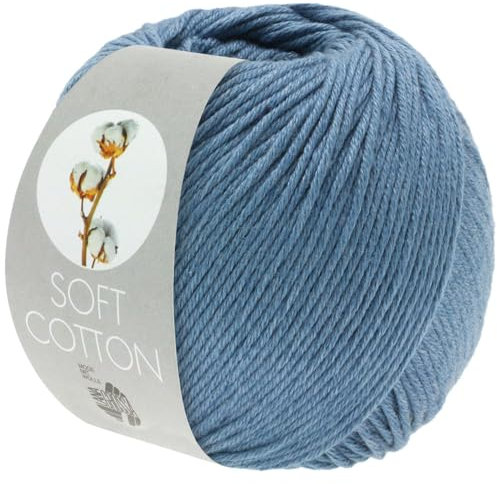 LANA GROSSA Soft Cotton | Weiches Baumwollgarn mit modernem Mikrofaseranteil | Handstrickgarn aus 70% Baumwolle & 30% Polyacryl | 50g Wolle zum Stricken & Häkeln | 140m Garn FB25