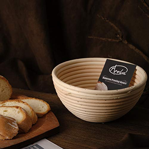 18cm Rund Gärkörbchen Banneton Brotform Korb,Handgewebter Natürlicher Rattan Gärkorb mit Leinen Liner Stoff,Backzubehör für Heim und Profi-Bäcker.