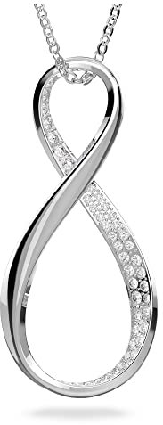 Swarovski Infinity Necklace, Pavé White Crystal Infinity Pendant on a Rhodium Plated Chain, from the Millenia Collection