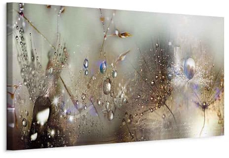 artgeist Acoustic Canvas Wall Art Print Dandelion 53x18 in - 1pcs Picture with Acoustic Foam Sound Print Artwork Room Acoustics Soundproofing - Abstract Flowers Beige Nature b-C-0169-b-c