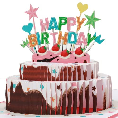 Pop Up Geburtstagskarte 3D Happy Birthday Karte Pop Up Karte Geburtstag karte mit Torte für Kinder Mama Frau Mann Papa Kollegen