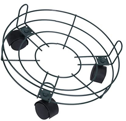 FUNOMOCYA 1pc Metal Plant Stand with Wheels Planter Tray Pot Mover Mobile Plant Trolley for Outdoor Patios, Decks and Indoors