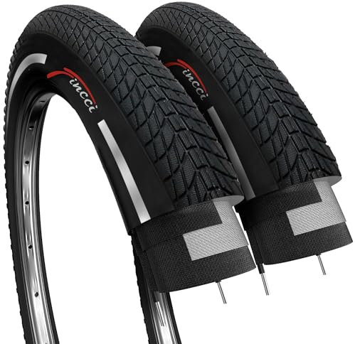 Fincci Fahrradreifen 20 x 1.75 Zoll – Paar Reflektierende BMX-Reifen 20 Zoll | 27 TPI Faltbare Fahrradmantel 47-406 für Kinder, Jugendliche und Erwachsene für BMX-, Straßen-, City- E-Bikes – 2er Pack