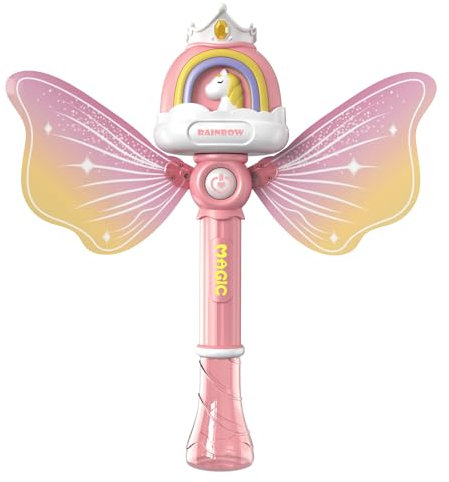 Seifenblasenstab für Kinder, Spielzeug für 3–8-jährige Mädchen, Elektrische Zauberstab Seifenblasenmaschine, leuchtende Musikgeschenke für Kinder im Alter von 3, 4, 5, 6, 7 und 8 Jahren